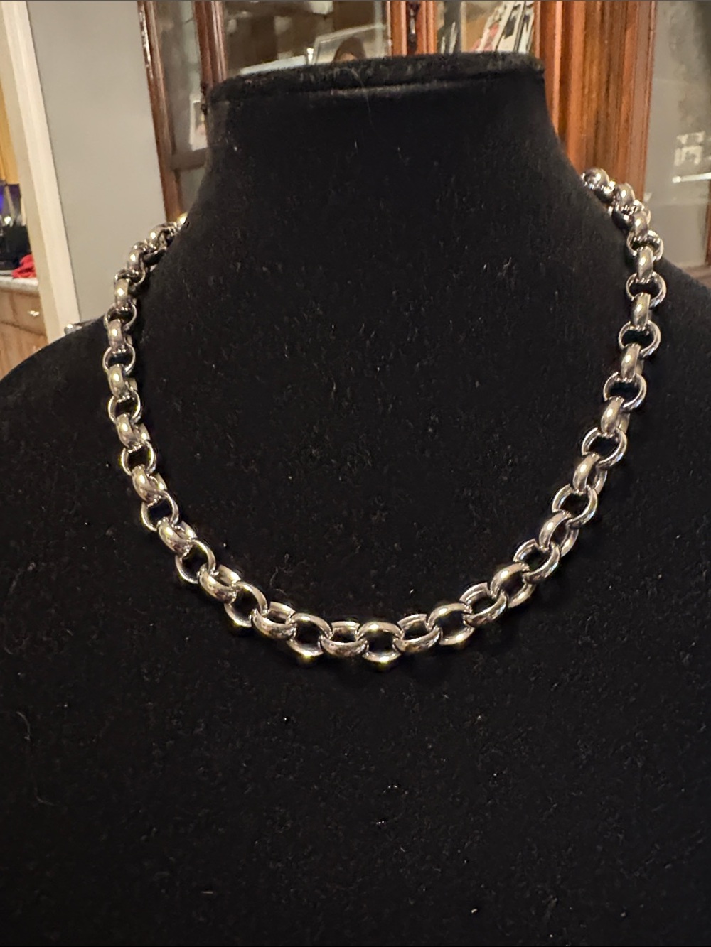 Polished Silver Link Necklace for Women 20 inches